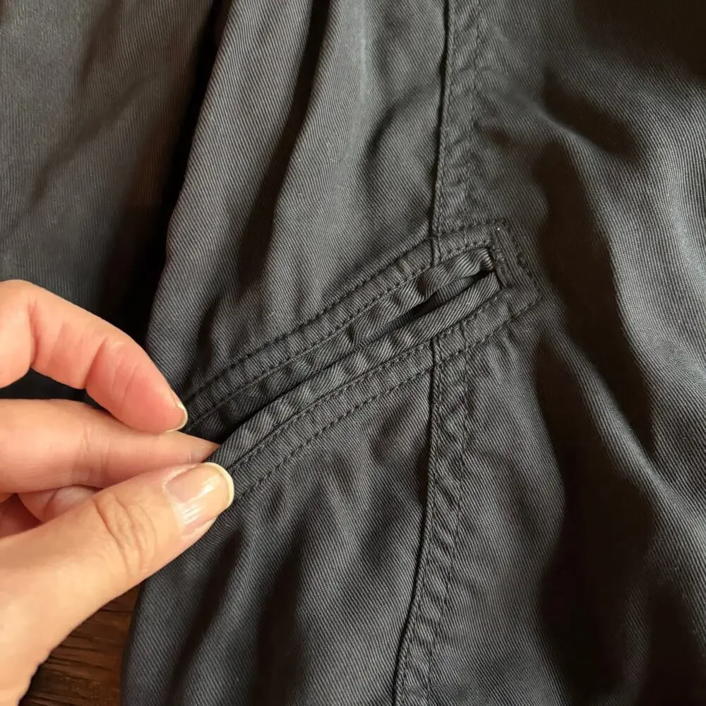 WILFRED | Aritzia Cropped Bomber Jacket Black Lyocell Ribbed Trim Size 8